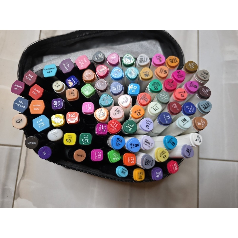 Lot of 80 Assorted Alcohol Art Markers Shuttle Art & Spectrum Noir Used C1